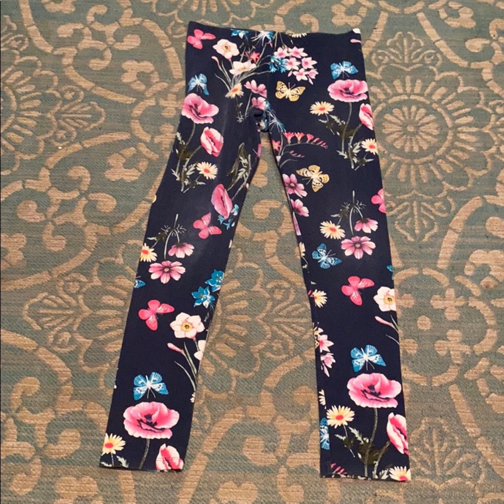 Floral and butterfly navy leggings
